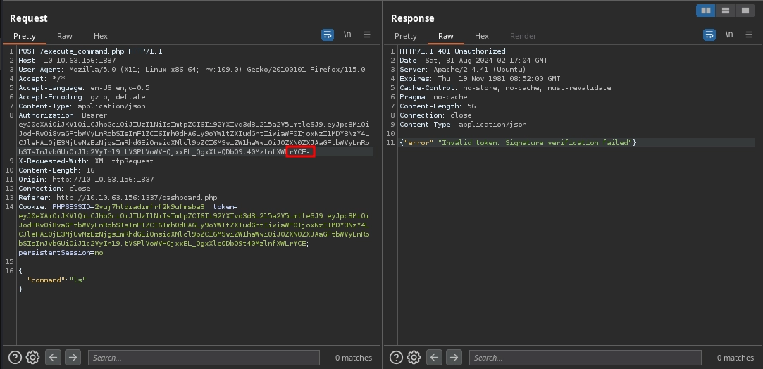 Web 1337 Execute Command Invalid Token